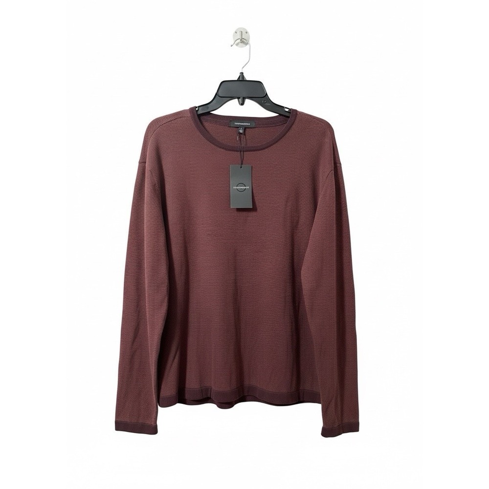 Westzeroone Men's Top XL Dayton Wine Pullover Long Sleeve Crew Neck Mini Stripes
